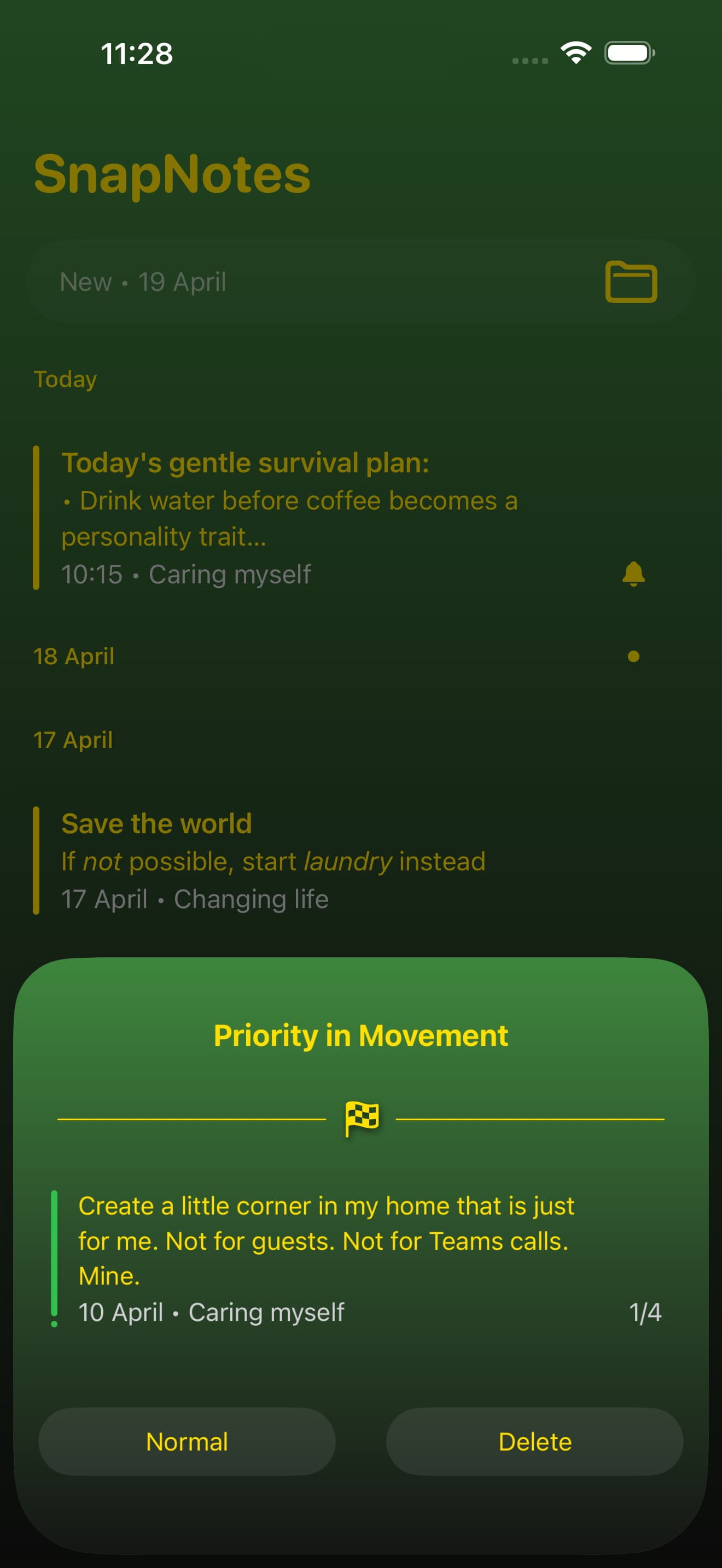 Priority in Movement screen
